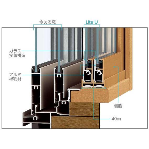 YKKAP窓サッシ コンセプト窓 エコ内窓LiteU 一般仕様 引き違い窓[3mm透明ガラス]：[幅1001〜1500mm×高501〜1000mm]　YKK　YKKライトU　引違い　内窓　_2