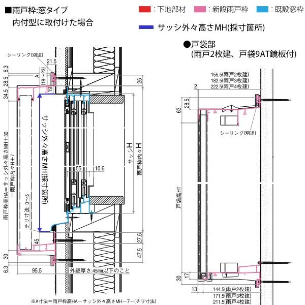 トステム雨戸、サッシ。欄間窓、戸袋付き。５月１６日まで。 後付け雨戸 LIXIL/TOSTEM 雨戸一筋 半外付型 壁付タイプ Danパネル雨戸