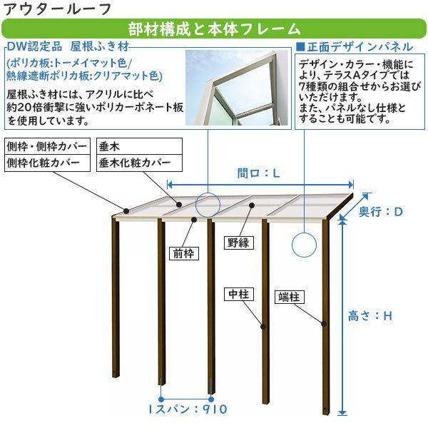 YKKAPウォールエクステリア アウタールーフ：ガーデンルームタイプ 腰壁付き 複合カラー：[幅1820mm×奥行2370mm]