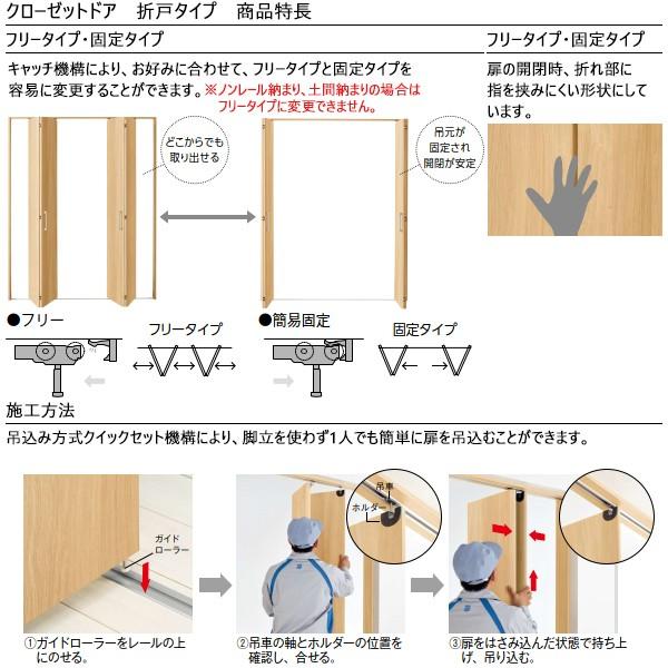 クローゼットドア 1枚折戸 A36 ノンケーシング枠[四方枠]：[幅823mm×高2333mm] 【サンゲツ】