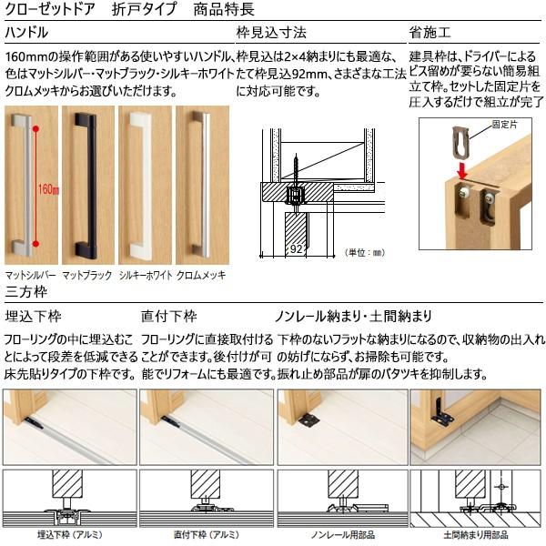 クローゼットドア 1枚折戸 A36 ノンケーシング枠[四方枠]：[幅823mm×高2333mm] 【サンゲツ】