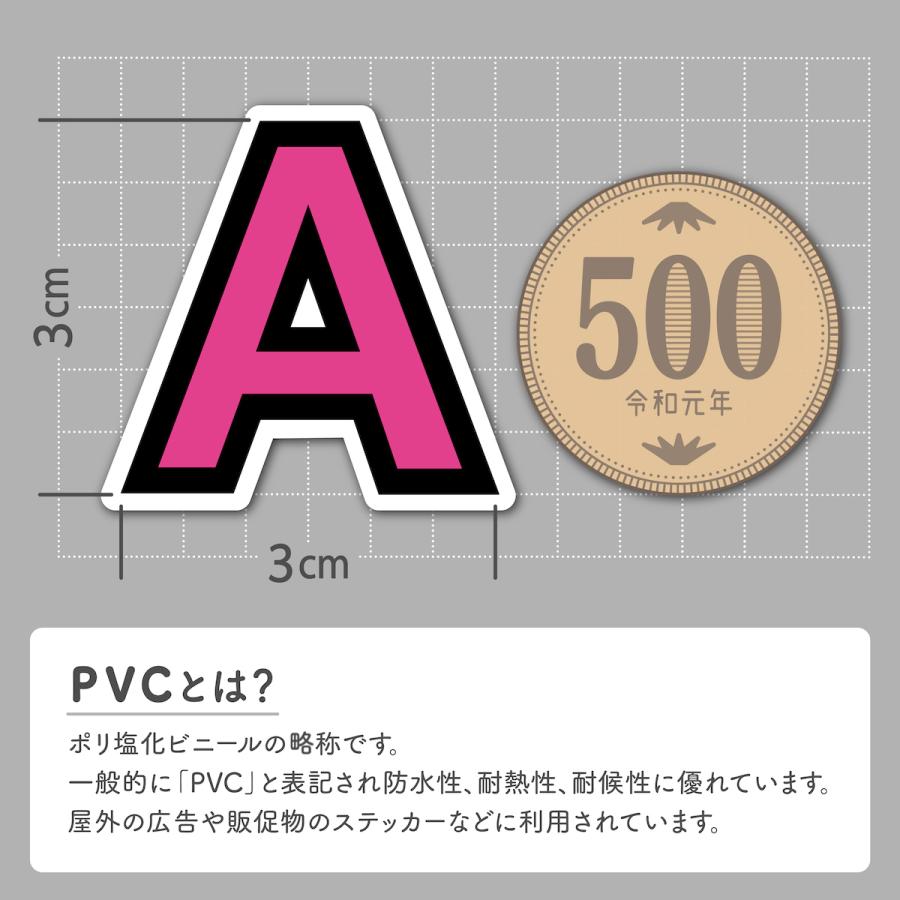 ベイルマークの大主 英語 非Foil 4枚 防水・屋外OK】アルファベット ステッカー PVC製 ローマ字 シール 英