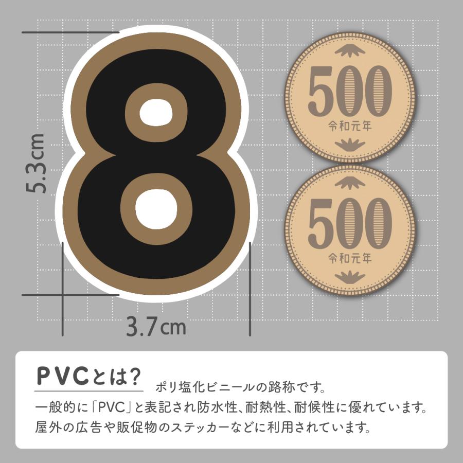 防水加工素材 ステッカー PVC加工素材 数字 ナンバー セット アウトドア バイク 車 塩化ビニール プロユース ゴールド ブラック 金 黒 耐候 業務用 ts-140bg｜hokusetsu-mall｜03