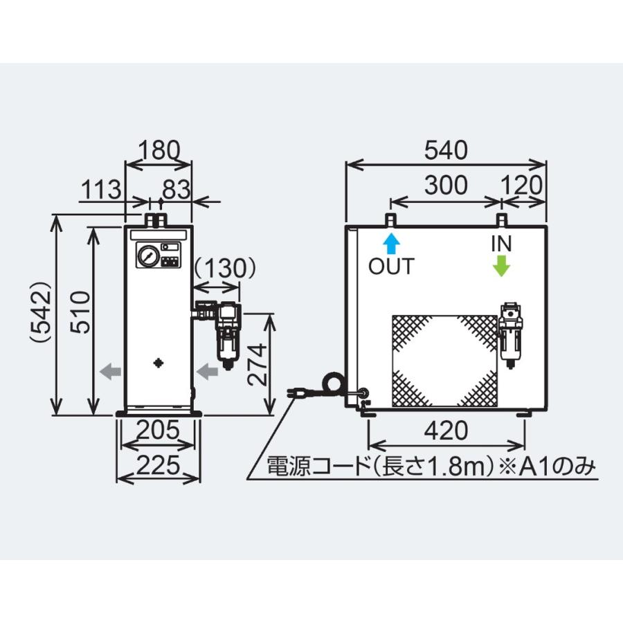 オリオン機械 RAX6J-A2 標準型冷凍式エアードライヤー オリオン機械 RAX6J-A2 標準型冷凍式エアードライヤー