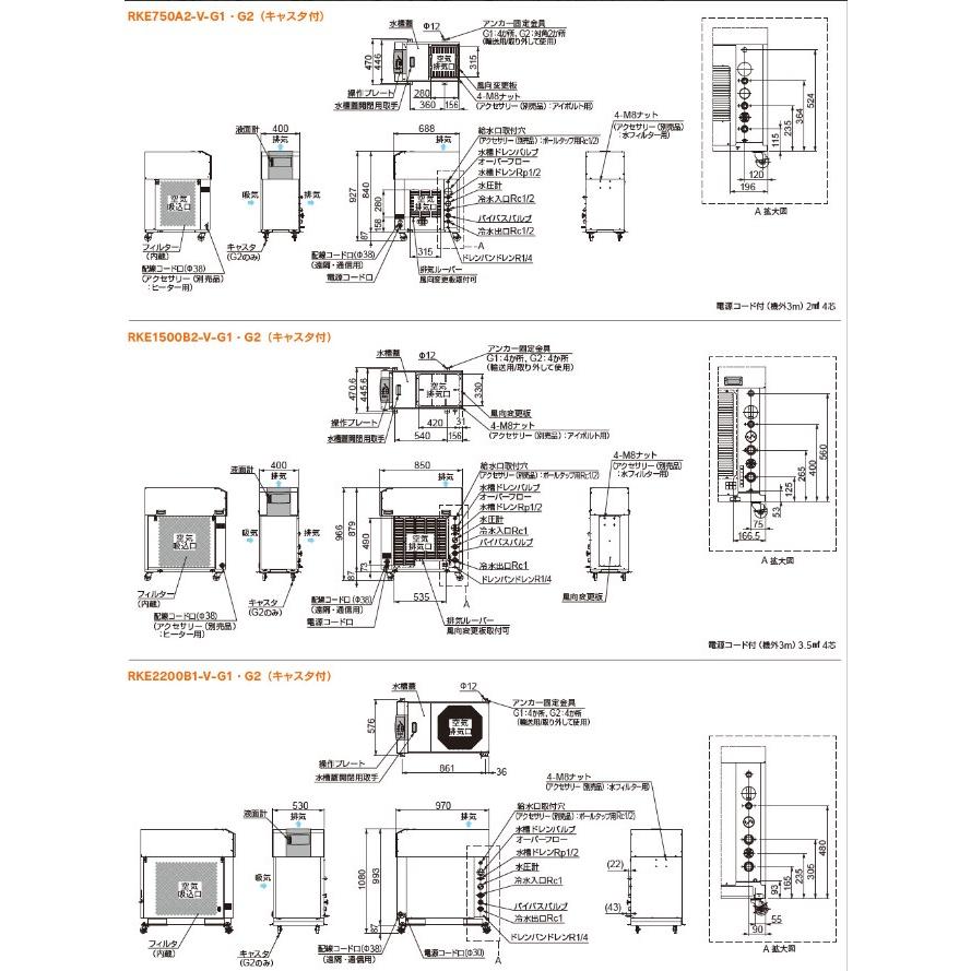 オリオン機械 RKE750A2-V-G2 空冷式 水槽付チラーユニット オリオン機械 RKE750A2-V-G2 空冷式 水槽付チラーユニット