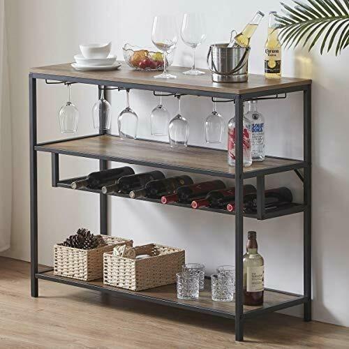 ワインラック Wine Rack Table Modern Metal and Wood Wine Bar Cabinet Freestanding｜hokuto0124｜02