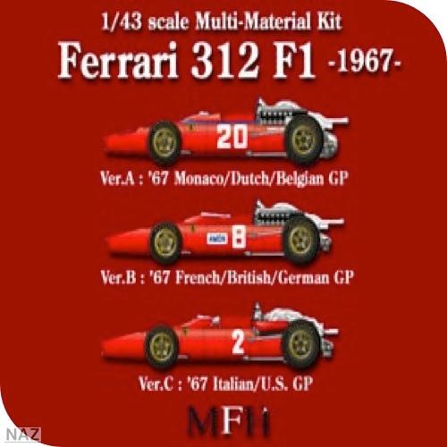 人気の新作 Ferrari 1/43 プラモデル 312F1 Belgian #3/Rd.4 Dutch #20/Rd.3 #18 Rd.2 Ver.A '67 自動車