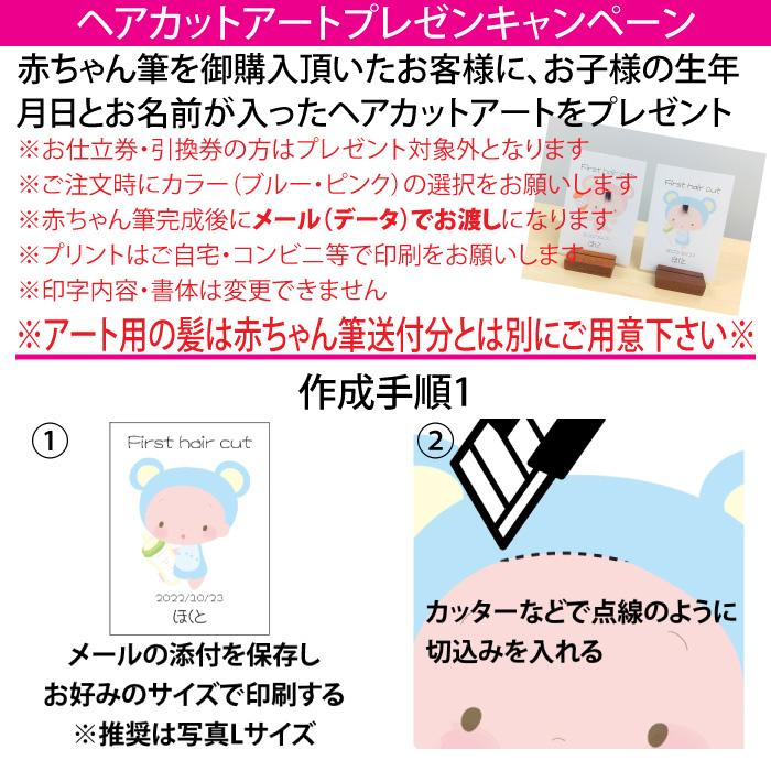 赤ちゃん筆 胎毛筆 赤ちゃん 保存 化粧筆 赤ちゃん筆 胎毛筆  naturalコース／出産祝い ギフト ファーストカット くせ毛 0歳 1歳 2歳 誕生記念の画像