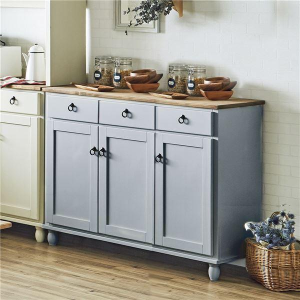 爆熱 キャビネット 114cm幅 ブルーグレー リビング収納 キッチン収納 ラック 収納ラック 天然木 カントリー おしゃれ 代引不可 送料無料 Www Skylanceronline Com