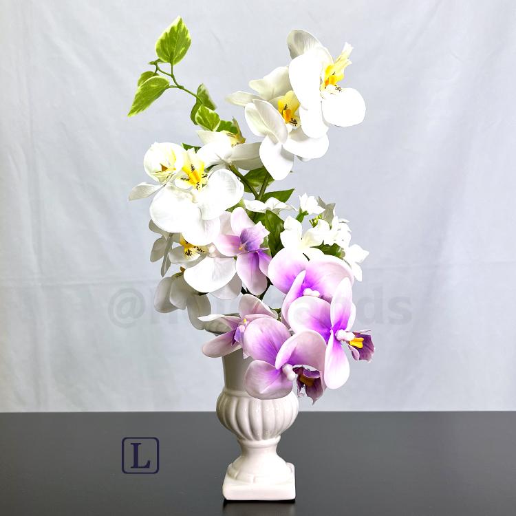 造花 仏花 お供え 仏壇 墓 仏壇用 墓用 一対 花 花束 蘭 胡蝶蘭 ファレノプシス ご仏前 お悔やみ お盆 お彼岸 法要 アレンジ 高品質 高級 エレガント_2