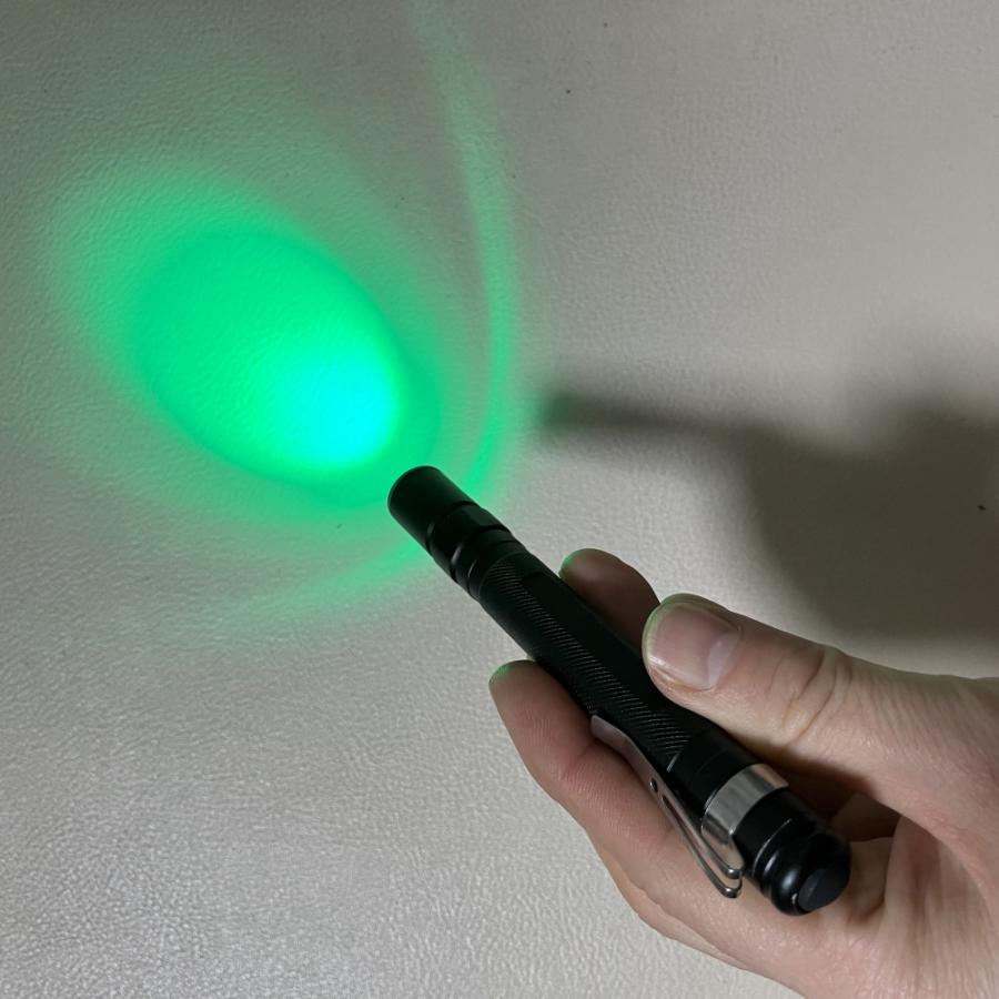 ピーク波長 510nm LEDペンライト 光学レンズ12mm径搭載 ズーム機能