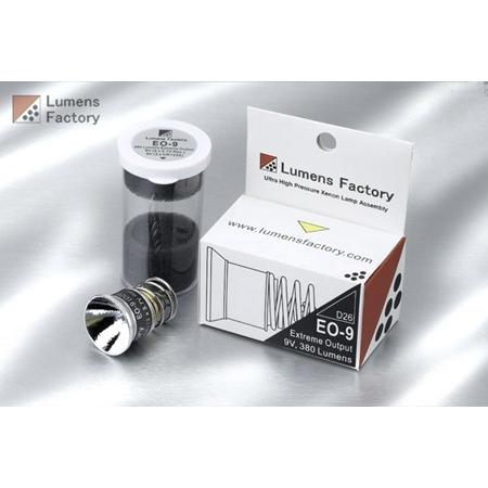 【電球：Xenon球バルブ】 Lumens Factory EO-9 (9V, 380 Lumens) Extreme High Output Reflector Module / SUREFIRE P90,P91 同径対応バルブ｜holkin