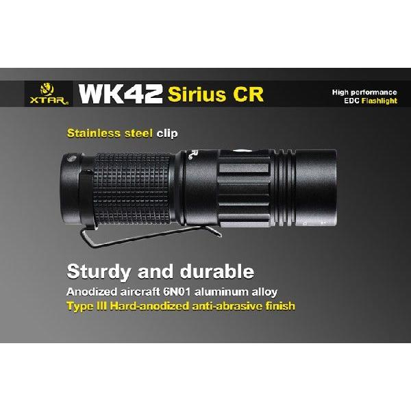 XTAR WK42 Sirius CR 【CREE XM-L U2 白色LED搭載 / 明るさMAX：300ルーメン/ 使用電池：CR123 or 充電式(3.7V) RCR123 / 16340 ×1本】｜holkin｜03