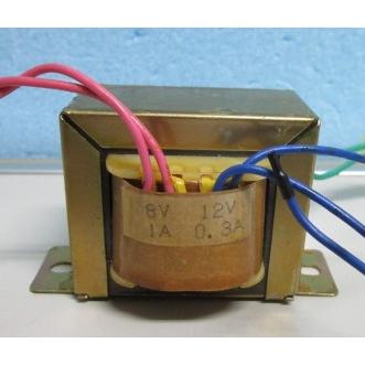 △△ 100V/12v=0.3A 8v=1A 小型【トランス/変圧器/アダプタ】中古品 