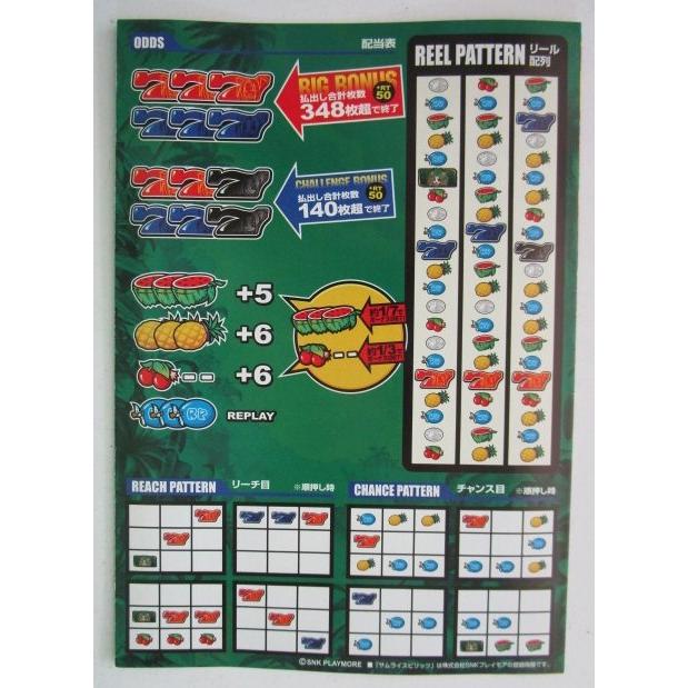 ※※ SLOT　サムライスピリッツ外伝チャムチャム　SNK プレイモア　ガイドブック【パチスロ実機/小冊子】カタログ　スロット　(参考画像) |  | 01