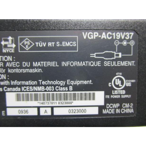 ★★ No-8　 VGP-AC-19V37　DC19.5V/3.9A⇔AC100V-240V　ソニー【PSE承認マーク付】変圧器【 電源 トランス アダプタ 】 |  | 01