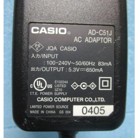 ★★ No-26　AD-C51J 100-240v　OUT 5.3v 650mA　カシオ,CASIO【PSE承認マーク付】変圧器【 電源 トランス アダプタ 】 | 