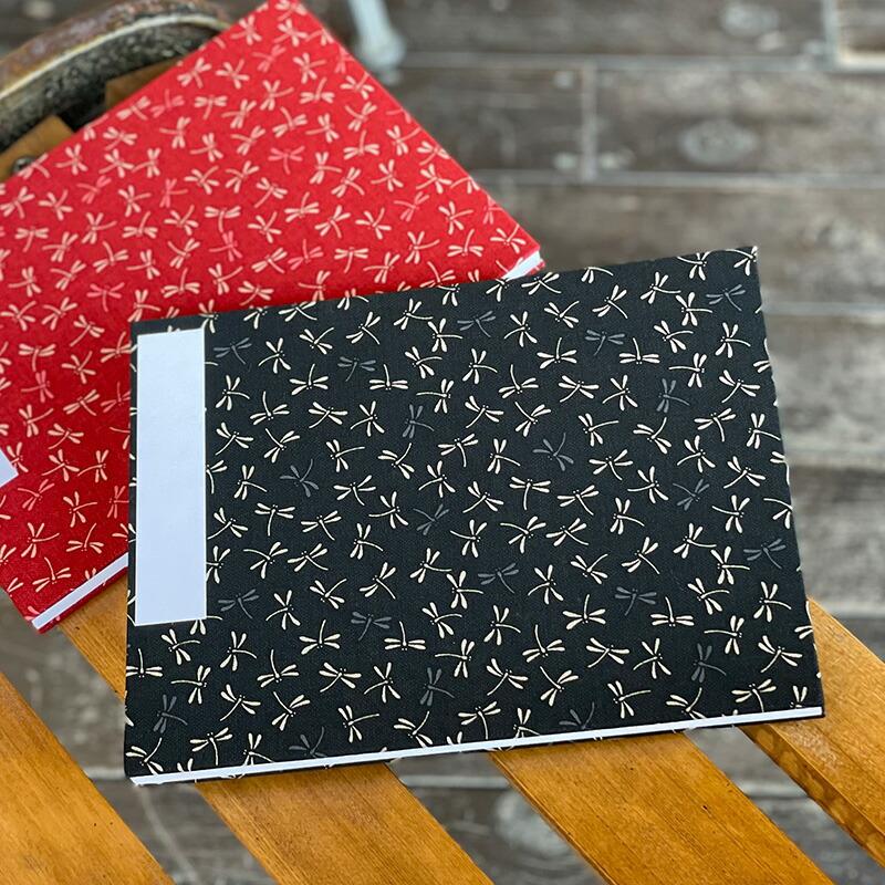 HollyHock 見開き御朱印帳（納経帳）二色とんぼ 黒 赤 蛇腹 朱印帳 納