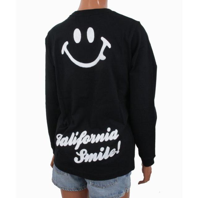 Tシャツ 長袖 レディース スマイル にこちゃん Cali Surf チェーン刺繍 スマイル アロハ ロンt レディース ブラック サーフブランド ハワイアン雑貨 4cf2lt052blk ハワイアン雑貨 Holoholo 通販 Yahoo ショッピング
