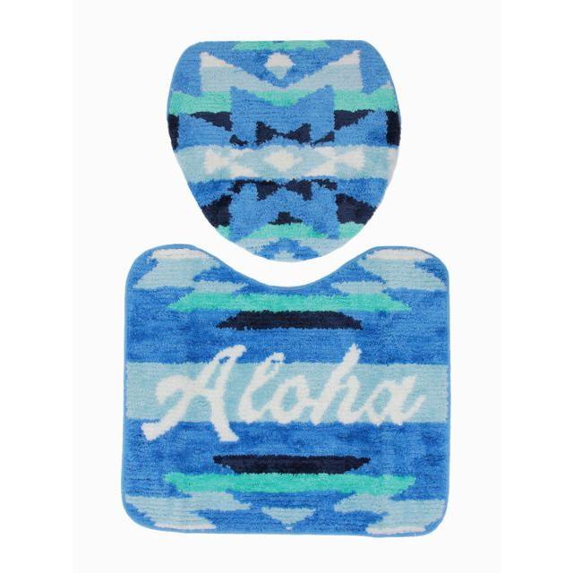 ハワイアン雑貨 ネイティブ柄 オルテガ柄 ウォシュレット用 トイレマット フタカバー セット ブルー アメリカン雑貨 ハワイアン おしゃれ 42jpbl ハワイアン雑貨 Holoholo 通販 Yahoo ショッピング