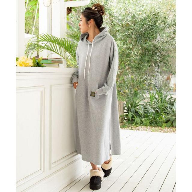 ロングワンピース 長袖 レディース 秋冬 フード付き ニット カジュアル