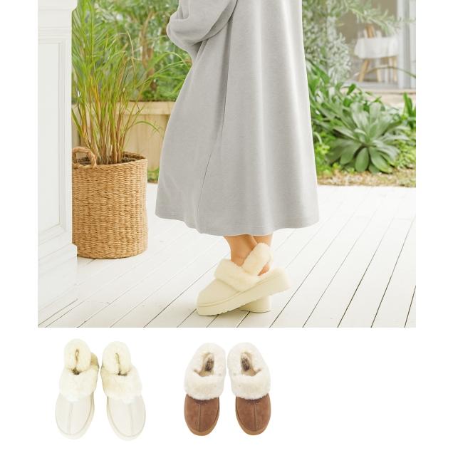 ハワイアン ボアサンダル 厚底 ムートンサンダル レディース 雑貨