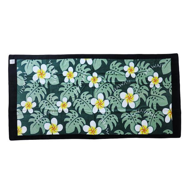 ハワイアン 雑貨 ハワイアン雑貨 Kahiko ビーチタオル タオルケット バスタオル グリーン プルメリア ハワイアン雑貨 リビング お