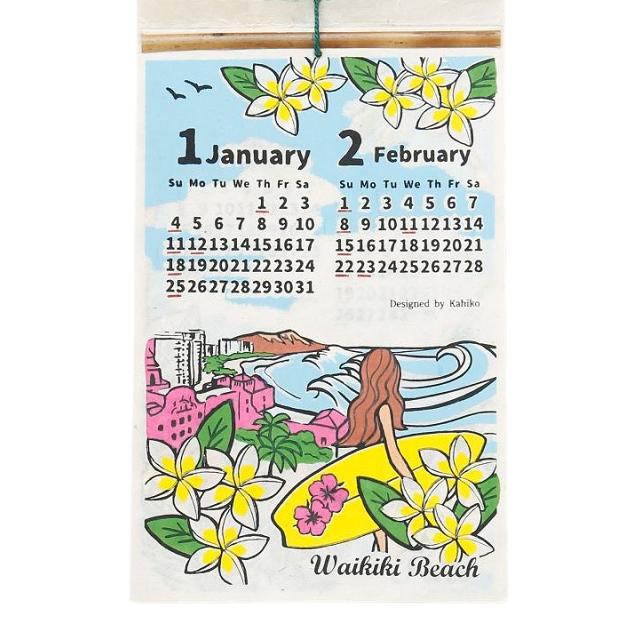 ハワイアン雑貨 カレンダー 2026年 手漉きカレンダー 壁掛けカレンダー