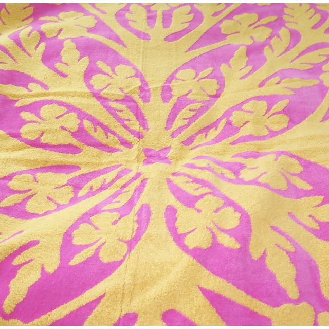 キャシーマム タオルケット ハイビスカスベージュ　【新品】 キャシーマム タオルケット ハワイアン Kathy Mam Island Style