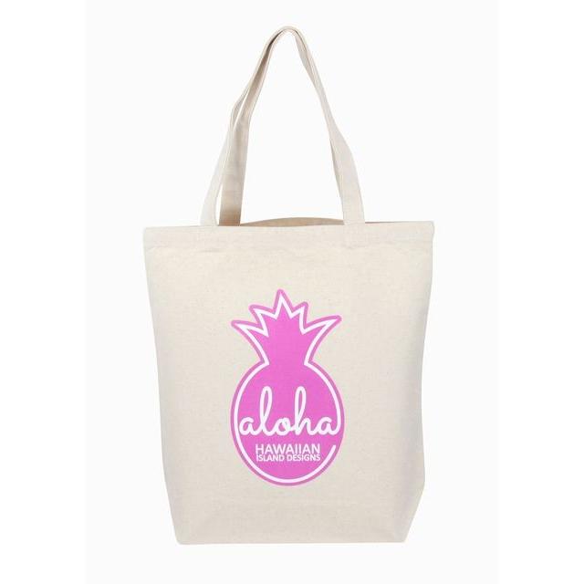 ハワイアン 雑貨 バッグ ハワイアン雑貨 HID ハワイアンアイランドデザイン トートバッグ パイナップルエコバッグ(ピンク) htb