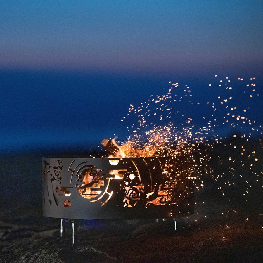 焚き火台 荒魂/あらみたま 和柄の焚き火台 φ450 板厚3.2mm 高さ265mm