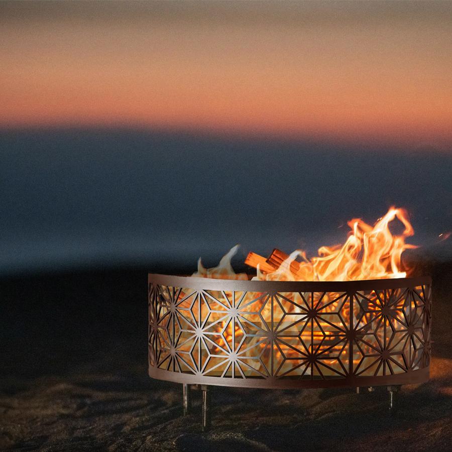 焚き火台 奇魂/くしみたま 和柄の焚き火台 φ450 板厚3.2mm 高さ265mm