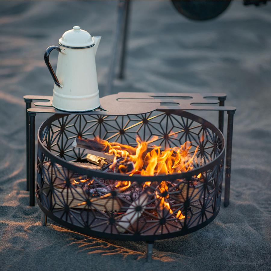 焚き火台 奇魂/くしみたま 和柄の焚き火台 φ450 板厚3.2mm 高さ265mm