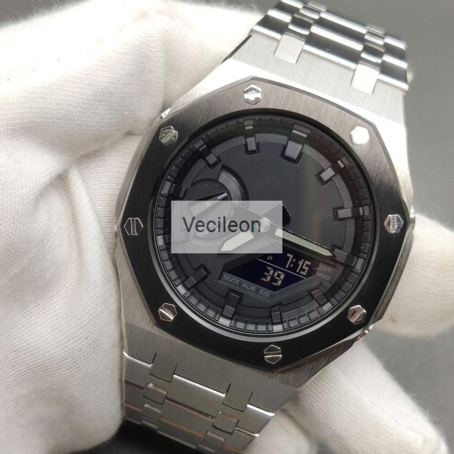 豊富なギフト 社外互換品 generation 3rd 2110用 GA-2100 腕時計ベルト アップグレード 配色 ケースセット バンド ステンレス 腕時計用ベルト、バンド