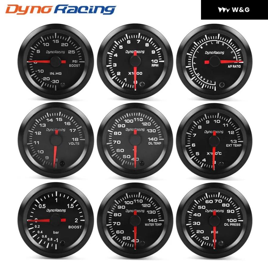 DYNORACING 2インチ 52MM 7色 高速車用ブースト 水温 油温 油圧 空燃比
