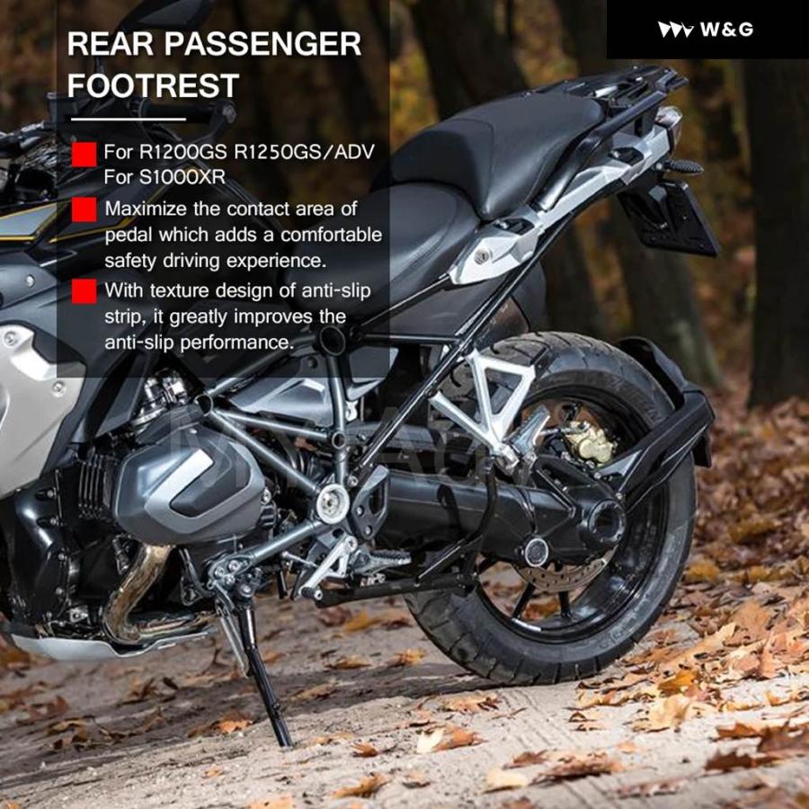 並行輸入品オートバイ バイク パッセンジャー フットレスト フットペグ BMW R1250GS R1200GS アドベンチャー S1000XR 2014-2023 アルミフットペグ ブラの画像