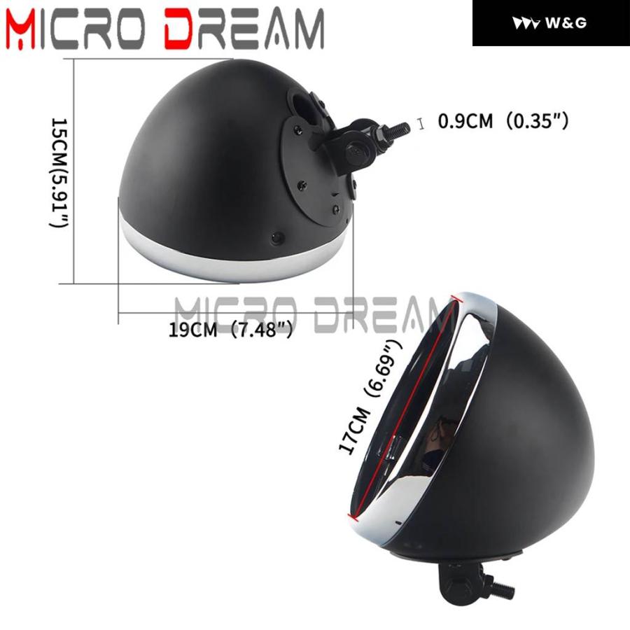 並行輸入品7インチ LED ヘッドライトハウジングシェル オートバイ バイク フロントヘッドランプ ボトムマウントヘッドランプライトバルブバケット ハーの画像