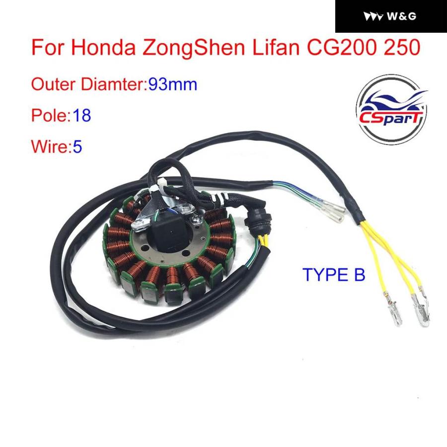 並行輸入品マグネトステーター 18極コイル 5線式 200C 250CC CG BASHAN SHINERAY JINLING TAOTAO ダートピットオートバイ バイク ATV クワッドパーツの画像
