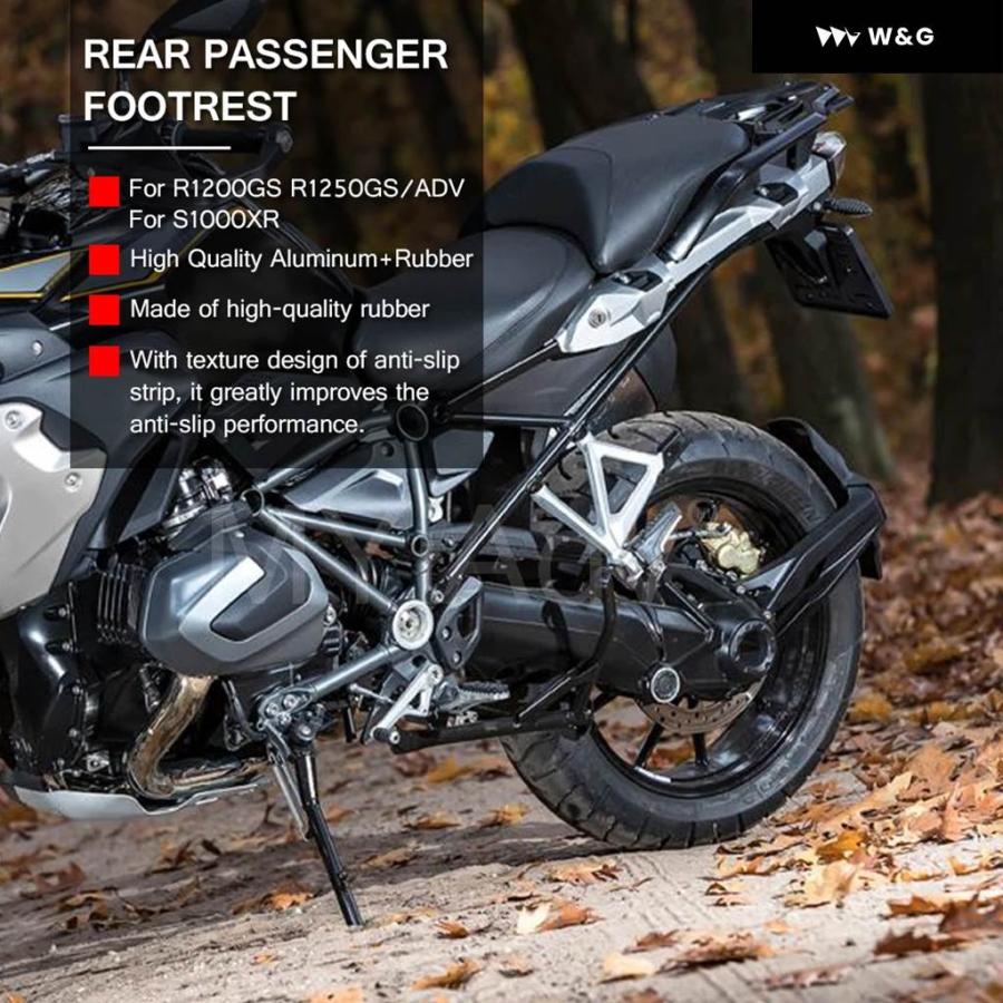 並行輸入品リアパッセンジャーフットレスト BMW R1200GS R1250GS ADV R1200 R1250GS 2013-2023 S1000XR アルミフットペグブラケット ゴムカバーの画像