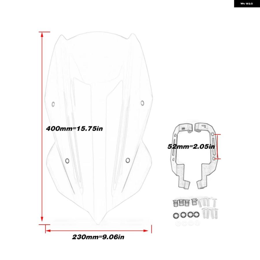 並行輸入品Z250 ABS Z400 ウインドシールド オートバイ バイク ウインドシールド ブラケット ウインドスクリーン カワサキ Z 250 400 2019-24の画像