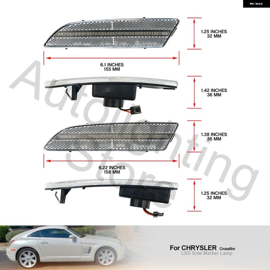 ブランド登録なし - 並行輸入品4PCS LED側面 目じるしともし火 バンパー 向こう正面 琥珀色 後押し赤いこと ウィンカーライト 2004-07 -2008 クライスラー 差し交わす火の手