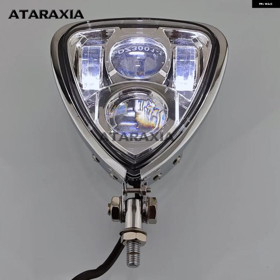 並行輸入品オートバイ バイク LEDトライアングルライト ヘッドライト スポットランプライト ヘッドランプ ハイロービーム ハーレー ツーリング カフェレの画像