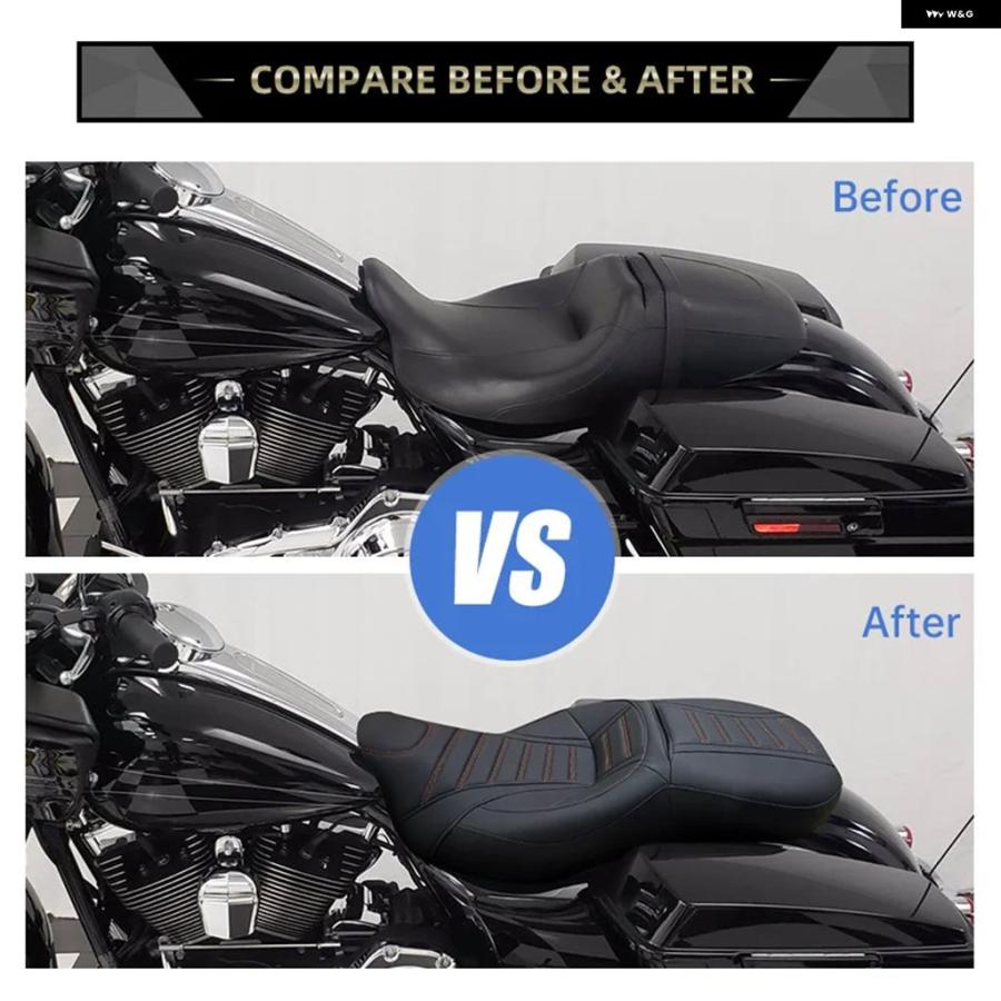 並行輸入品PUレザー オートバイ バイク ツーアップシートカバー クッション 快適 ハーレー ツーリング CVO ストリートグライド ロードキング スペシャル_3