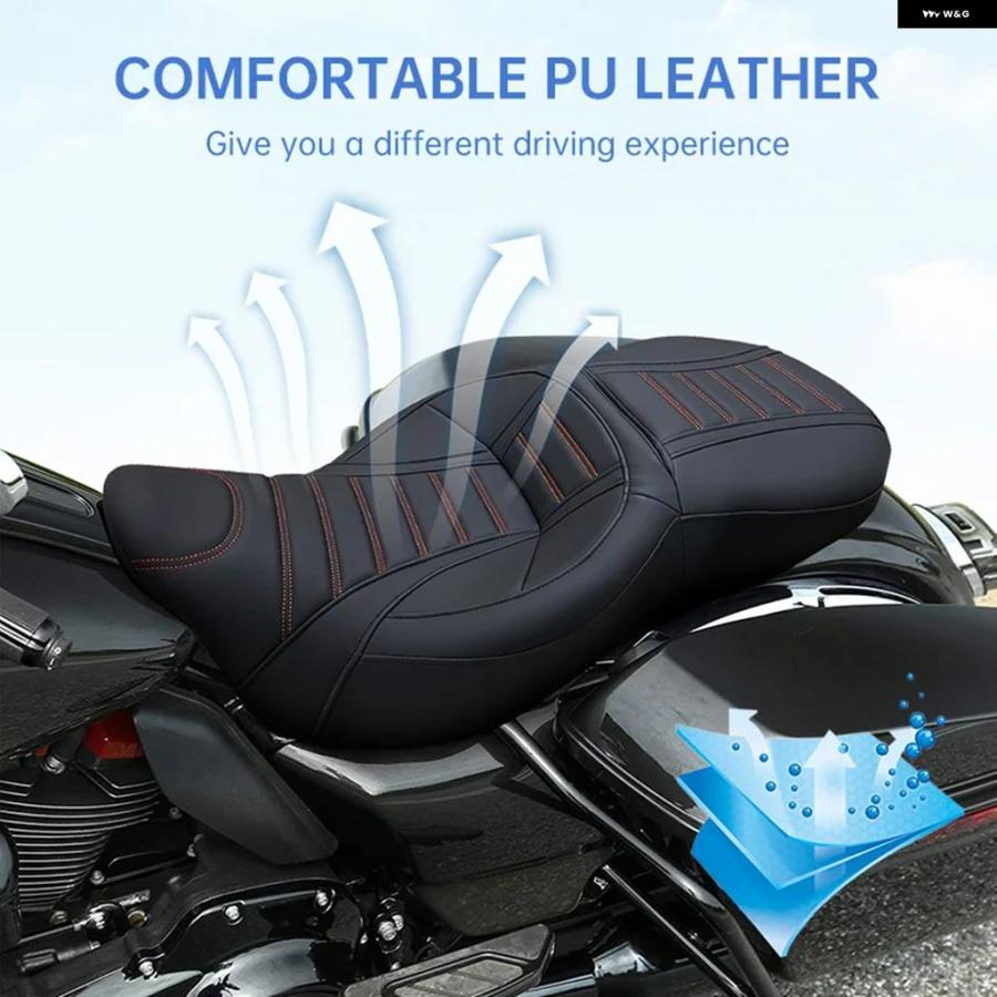 並行輸入品PUレザー オートバイ バイク ツーアップシートカバー クッション 快適 ハーレー ツーリング CVO ストリートグライド ロードキング スペシャル_4
