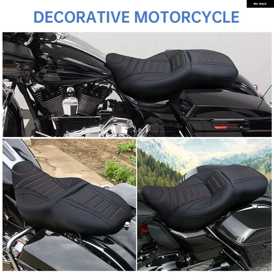 並行輸入品PUレザー オートバイ バイク ツーアップシートカバー クッション 快適 ハーレー ツーリング CVO ストリートグライド ロードキング スペシャル_6