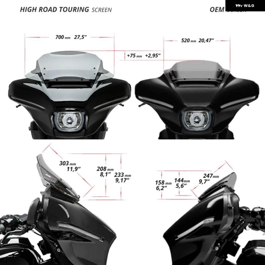 並行輸入品オートバイ 12インチ ウェーブ ウィンドシールド ウィンドスクリーン ウィンド ディフレクター ハーレー ダビッドソン ツーリング FLHX スト_6