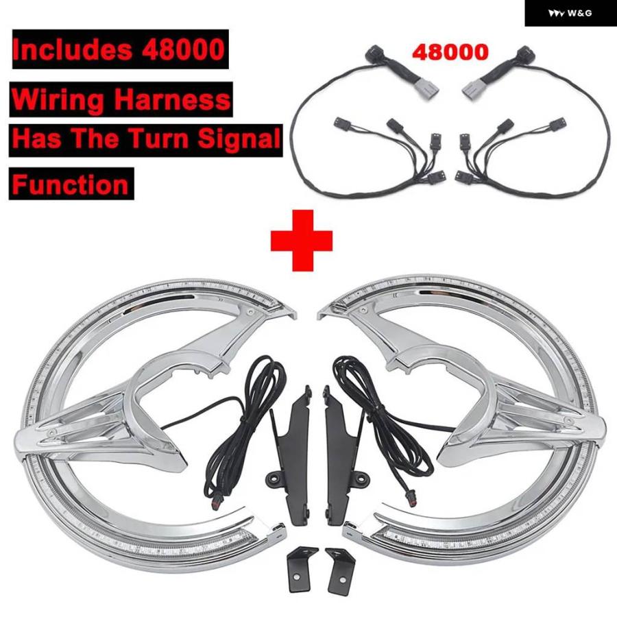 並行輸入品ホンダ ゴールドウィングF6B 2018-UP 2020 2021年GL1800 バイク ブラッククローム LED フォーク マウント ナビライトとローターカバー_5