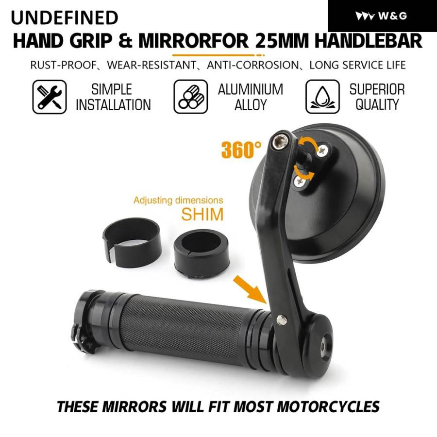 オートバイ バイク ミラー 25MM ハンドルバー エンド バックミラー