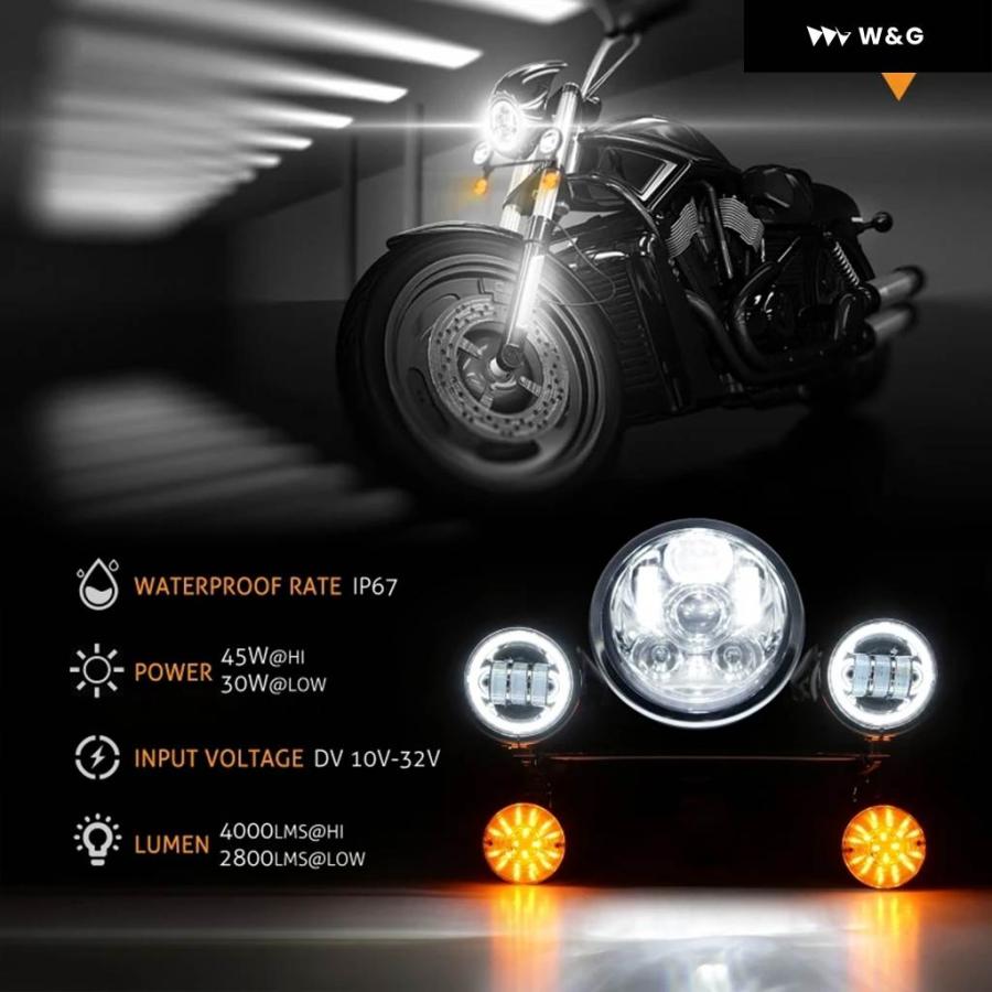 5.75インチヘッドライトとLEDウインカーセット バイク 5.75インチ
