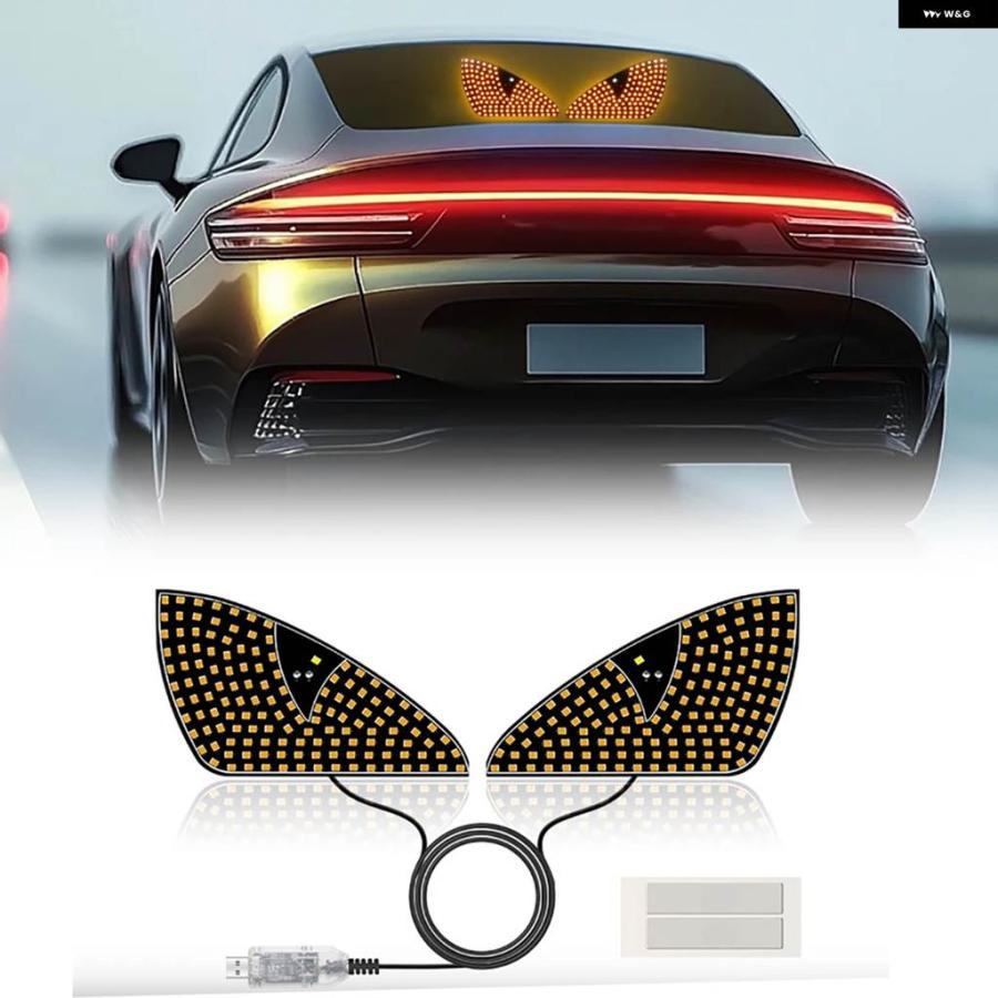 並行輸入品1ペア 車用 LEDアイ 装飾 ライト フロント リアウィンドウ 